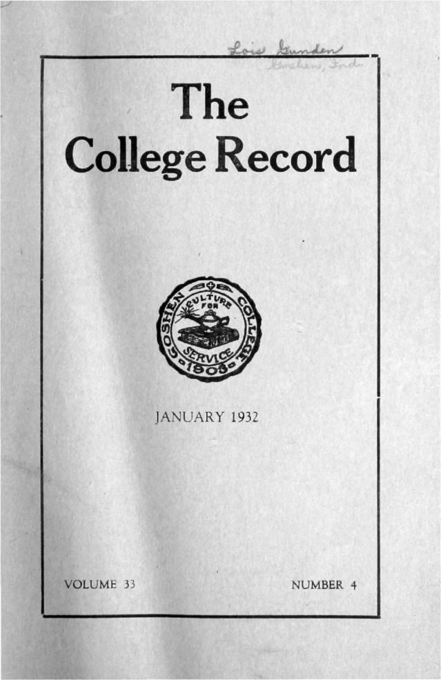 The Goshen College Record - Vol. 33 No. 4 (January 1932) Thumbnail