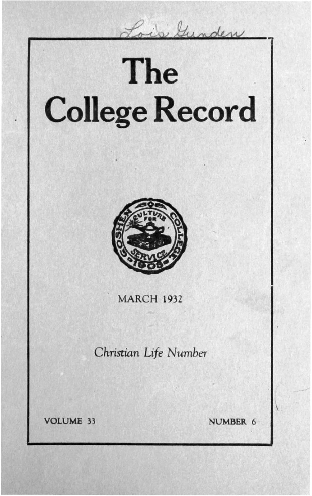The Goshen College Record - Vol. 33 No. 6 (March 1932) Thumbnail