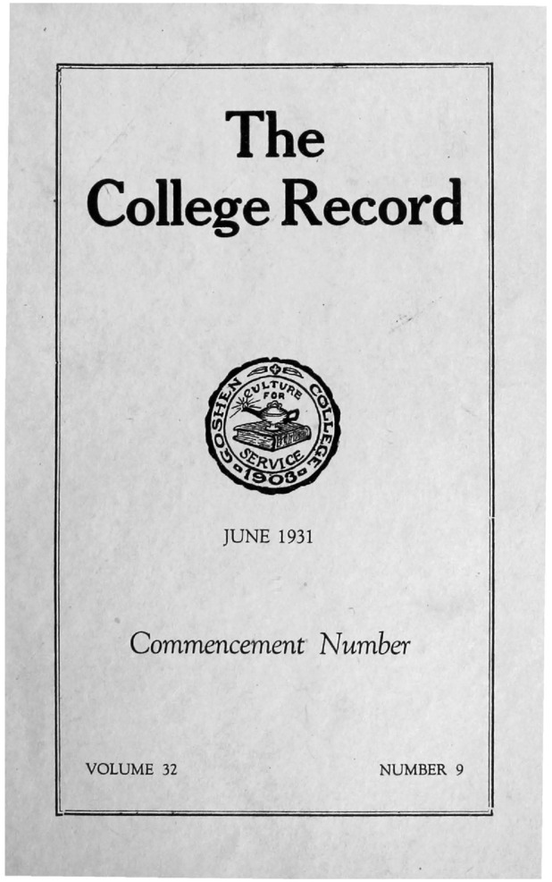 The Goshen College Record - Vol. 32 No. 9 (June 1931) Thumbnail