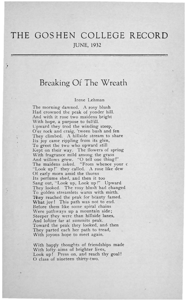 The Goshen College Record - Vol. 33 No. 9 (June 1932) Thumbnail