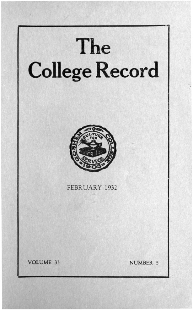 The Goshen College Record - Vol. 33 No. 5 (February 1932) Thumbnail
