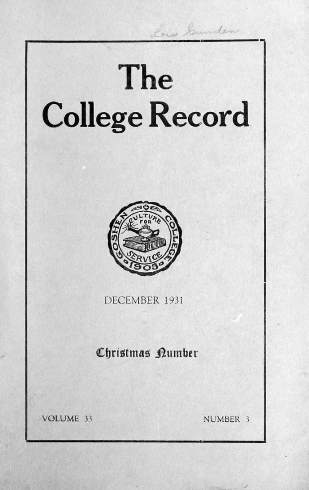 The Goshen College Record - Vol. 33 No. 3 (December 1931) 缩略图