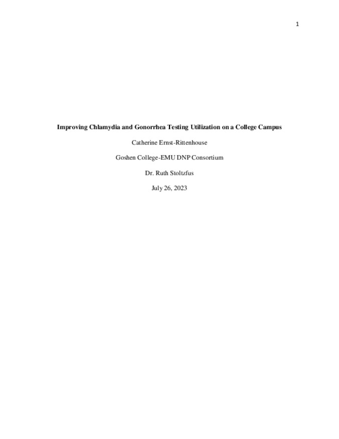 Improving Chlamydia and Gonorrhea Testing Utilization on a College Campus Thumbnail